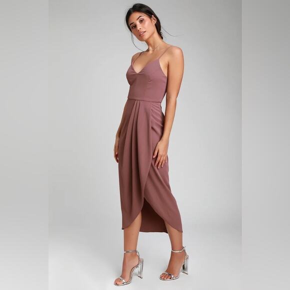 NWT Lulus Reinette Mauve Purple Corset Slip Midi Dress Small Cocktail Wedding - Picture 2 of 15